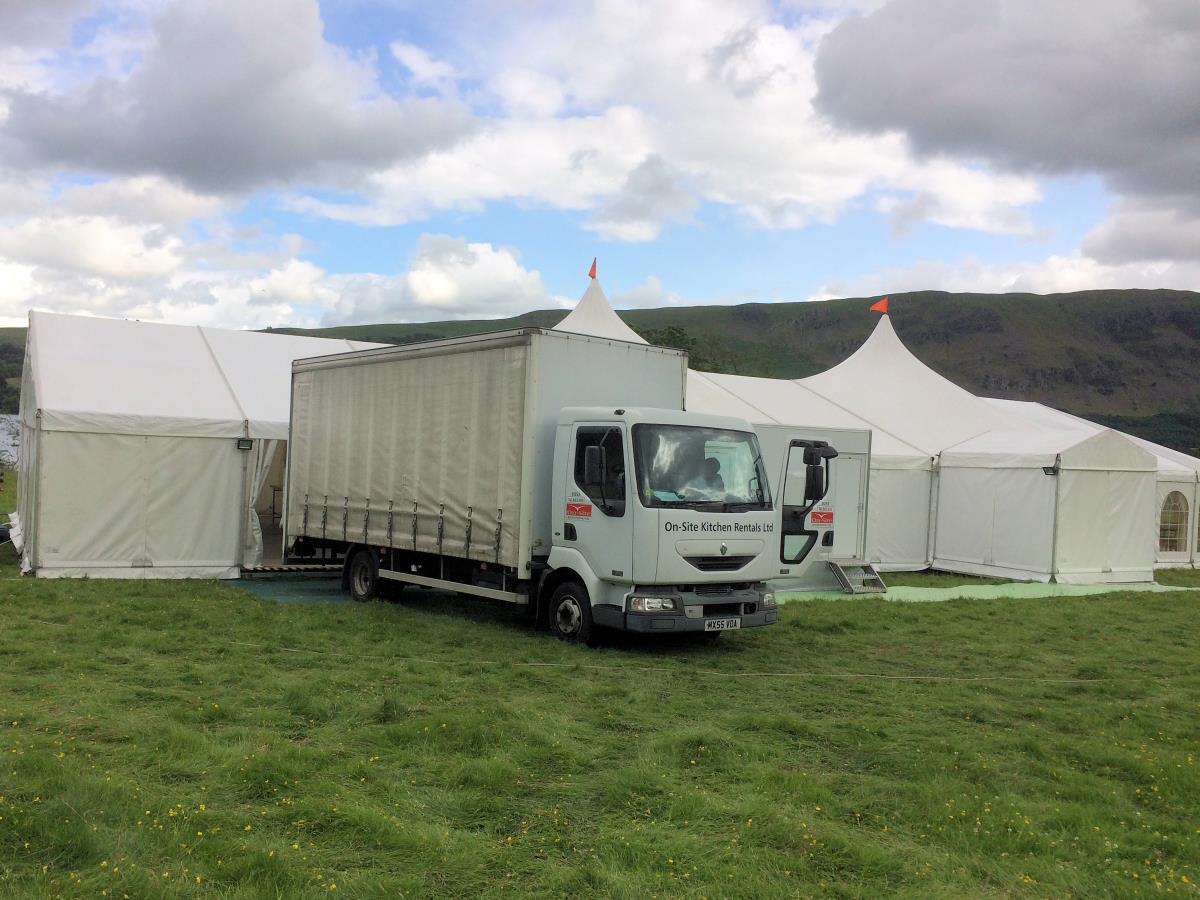 All our kitchen installations can be self-contained on green field sites like this wedding.